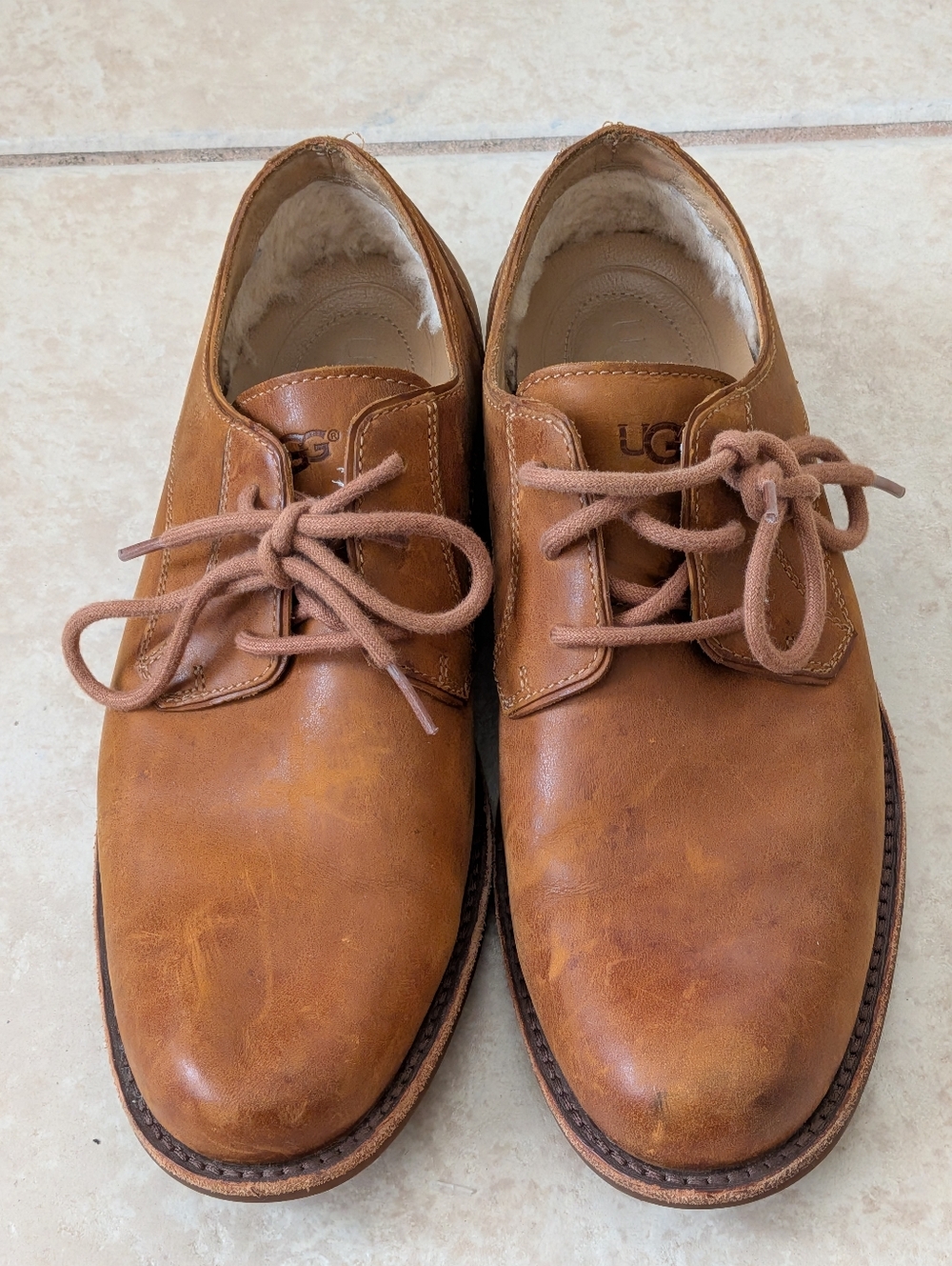 UGG Hixson Brown Leather Lace Up Oxford Shoes Size 9